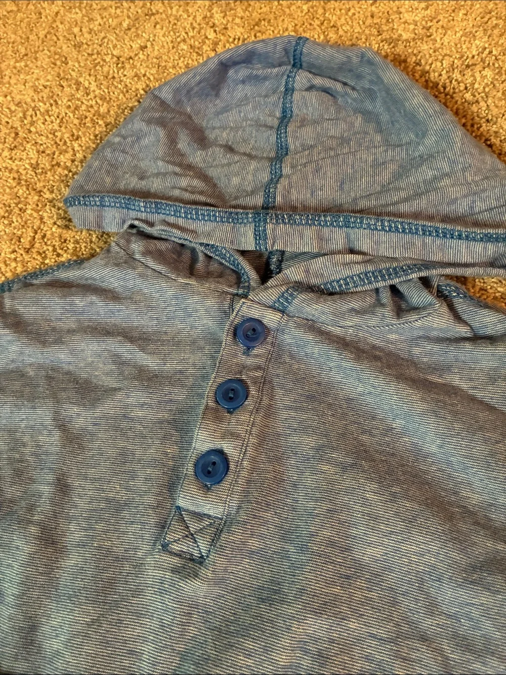 Gymboree Kids Lightweight Blue Long Sleeve Hooded Henley Top Size 5